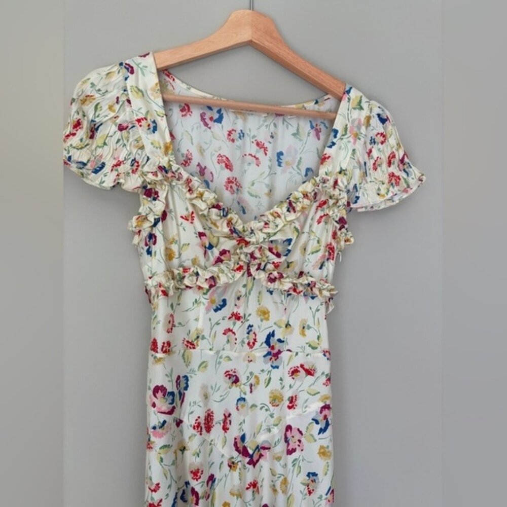 NEW DOEN Valerine SIlk Blend Dress Windswept Blooms Cream Floral | US XS - Picture 8 of 16